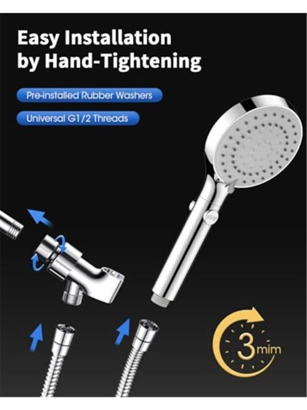 Shower Head with Handheld, High Pressure Showerhead with Long Hose